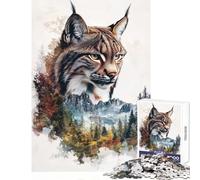 Rompecabezas de 1000 Piezas para Adultos diseño de Lince en Paisaje de montaña Juguete para decoración de Pared Regalo de cumpleaños Juego práctico Que fomenta el Amor Entre Parejas tamaño 50x75cm