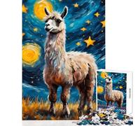 Rompecabezas de 1000 Piezas para Adultos diseño de Llamas Noche Estrellada decoración del hogar Juguetes Regalos para Mujeres y Hombres Juego Imposible con póster a Juego y Hoja de Trivia (38x26cm)