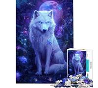 Rompecabezas de 1000 Piezas para Adultos diseño de Lobo a la Luz de la Luna Ideal para Adolescentes Diseño de Montaje difícil y desafiante Juego desafiante para Toda la Familia 50x75cm