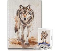 Rompecabezas de 1000 Piezas para Adultos, diseño de Lobo, Arte contemporáneo Salvaje, Relajante, Tranquilo, para Interiores, Divertido, Corte preciso, Juguete de Juego, tamaño 38x52cm