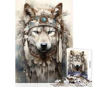 Rompecabezas de 1000 Piezas para Adultos diseño de Lobo ártico Espiritual Juguetes antiestrés Regalos para Mujeres y Hombres Juego Imposible difícil y desafiante tamaño 38x52cm