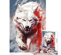 Rompecabezas de 1000 Piezas para Adultos diseño de Lobo Blanco Enojado decoración del hogar Juguetes Obra de Arte Regalo Juego práctico desafiante para completar tamaño 38x52cm