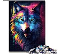Rompecabezas de 1000 Piezas para Adultos, diseño de Lobo de fantasía Colorido, Hecho de Madera, Padres, Parejas y Amigos Mayores de 14 años, 50x75cm, Juego Interactivo Familiar