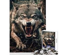 Rompecabezas de 1000 Piezas para Adultos diseño de Lobo Enojado Juguete Educativo Gran Regalo para Juegos Juego práctico difícil y desafiante tamaño 38x26cm