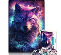 Rompecabezas de 1000 Piezas para Adultos, diseño de Lobo, Espacio, Planeta, Cielo y Galaxia 1000 Piezas para Adolescentes Regalos Diseño Vibrante y único Experiencia Relajante y desafiante 26x38cm