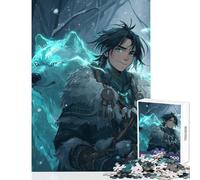 Rompecabezas de 1000 Piezas para Adultos diseño de Lobo Espiritual de Invierno decoración del hogar Juego práctico con Piezas aleatorias Que se entrelazan (tamaño 50x75cm)