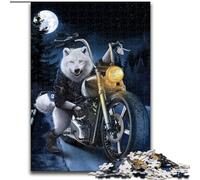 Rompecabezas de 1000 Piezas para Adultos, diseño de Lobo Polar en Moto, Hecho de Madera, Navidad y Año Nuevo, 50x75cm para Juego Interactivo Familiar