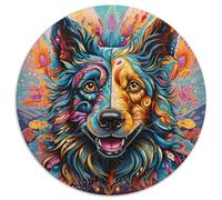 Rompecabezas de 1000 Piezas para Adultos, diseño de Lobo psicodélico. Desafiantes Rompecabezas Que desarrollan la coordinación Ojo-Mano cumpleaños (67,5 x 67,5 cm).