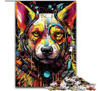 Rompecabezas de 1000 Piezas para Adultos, diseño de Lobo psicodélico Fabricado en cartón cumpleaños, festividades y Fiestas espaciales 1000 Piezas(26x38cm)