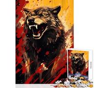 Rompecabezas de 1000 Piezas para Adultos diseño de Lobo rugiente Juguete Educativo Gran Regalo Juego práctico con póster a Juego y Hoja de Trivia tamaño 38x26cm