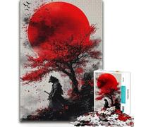 Rompecabezas de 1000 Piezas para Adultos, diseño de Lobo samurái, Luna roja, Juguetes educativos, Corte de precisión, Gran Regalo, 50x75cm (1000 Piezas)