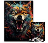 Rompecabezas de 1000 Piezas para Adultos diseño de Lobo sobre Fondo Espacial de Madera para Actividades educativas y para Mejorar Las Habilidades cognitivas 1000 Piezas (75x50cm)