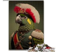 Rompecabezas de 1000 Piezas para Adultos,diseño de Loro con Uniforme Militar,de Madera Un Regalo Ideal para la Familia 50x75cm Ideal para decoración del hogar,Entrenamiento Mental y Regalos navideños