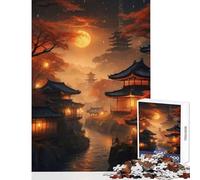 Rompecabezas de 1000 Piezas para Adultos diseño de Luna de Sangre en Japón Juegos Juegos de relajación y para Mejorar el Amor en Pareja Tamaño 38x52cm