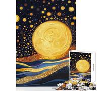 Rompecabezas de 1000 Piezas para Adultos diseño de Luna Dorada y Cielo Nocturno Juguetes para Decorar el hogar Regalos de Amigo Secreto Juego práctico Entrena tu Cerebro y Tus Manos tamaño 38x52cm
