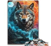 Rompecabezas de 1000 Piezas para Adultos, diseño de Luna mística y Lobo Solitario, Ideal como decoración, Juego de ingenio, Regalo para Mujeres y Hombres, 38x52cm