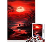 Rompecabezas de 1000 Piezas para Adultos diseño de Luna Roja Juguete japonés decoración de Pared Regalo para Mujeres Hombres Juegos Familiares colección de Artistas Bellas Artes tamaño 38x52cm