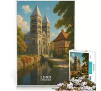 Rompecabezas de 1000 Piezas para Adultos, diseño de Lund, Suecia Juego Familiar, Ideal para la interacción Entre Padres e Hijos cumpleaños y Navidad 50x75cm