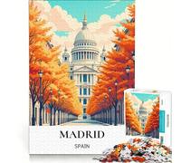 Rompecabezas de 1000 Piezas para Adultos, diseño de Madrid Dorado, Juego Familiar, Ideal para la interacción Entre Padres e Hijos, cumpleaños y Navidad 38x52cm