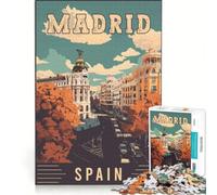 Rompecabezas de 1000 Piezas para Adultos, diseño de Madrid en España, Juego Familiar, Ideal para la interacción Entre Padres e Hijos, cumpleaños y Navidad 38x26cm