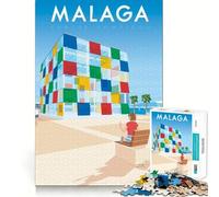 Rompecabezas de 1000 Piezas para Adultos,diseño de Málaga,Andalucía,con Bordes precisos,Ideal para Jugar a Juegos de lógica,Relajarse y divertirse Tiempo Libre (38x52cm)