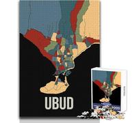 Rompecabezas de 1000 Piezas para Adultos, diseño de Mapa de la Ciudad de Ubud, Indonesia, Bali, Color Tierra, Juego Educativo de Aprendizaje, Juguetes antiestrés, tamaño 38x26cm