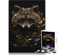 Rompecabezas de 1000 Piezas para Adultos, diseño de Mapache Negro y Dorado, Ideal para Disfrutar del Tiempo Libre, Juguete de precisión Troquelado avanzado, tamaño 50x75cm
