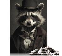 Rompecabezas de 1000 Piezas para Adultos, diseño de Mapache, Retro, Creativo, Cuadrado, de Madera, para decoración del hogar, 1000 Piezas (75 x 50 cm)