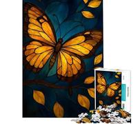 Rompecabezas de 1000 Piezas para Adultos diseño de Mariposa de vitral Juego Familiar Juguetes adictivos para Cultivar la Paciencia Regalos para Mujeres y Hombres Mejora la Memoria (tamaño 38x26cm)