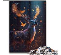 Rompecabezas de 1000 Piezas para Adultos, diseño de Mariposa mágica y Ciervo, de Madera, Ideal para Adolescentes, 50x75cm, Ideal para Jugar en Familia