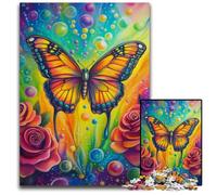 Rompecabezas de 1000 Piezas para Adultos, diseño de Mariposas al óleo, de Madera, Juego Interactivo Familiar, Juguete Educativo, 50x75cm