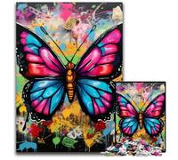 Rompecabezas de 1000 Piezas para Adultos, diseño de Mariposas y grafitis, Ideal para Disfrutar en casa, como Regalo de cumpleaños o de Viaje, 26x38cm/10,23x14,96 Pulgadas.