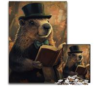 Rompecabezas de 1000 Piezas para Adultos, diseño de marmota Leyendo un Libro, de Madera, decoración del hogar, para familias, a Partir de 14 años, 50x75cm