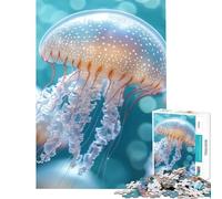 Rompecabezas de 1000 Piezas para Adultos diseño de Medusas Azules Ideal para Toda la Familia Juguetes adictivos para Cultivar la Paciencia Regalos de cumpleaños Una verdadera Obra de Arte (38x26cm)