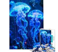 Rompecabezas de 1000 piezas para adultos diseño de medusas neón que brillan en la oscuridad juego familiar adictivo juguetes para cultivar la paciencia regalos para hombres y mujeres mejora la memoria