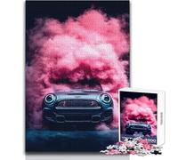 Rompecabezas de 1000 Piezas para Adultos, diseño de Mini Cooper en Color Rosa Humo, Relajante, Tranquilo, para Interiores, Divertido, con Corte preciso, tamaño 38x52cm