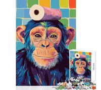 Rompecabezas de 1000 Piezas para Adultos diseño de Mono con Rollo de Papel higiénico decoración de Pared con Piezas de Formas aleatorias Que se entrelazan por Completo 38x52cm