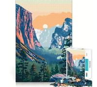 Rompecabezas de 1000 Piezas para Adultos diseño de montaña del Bosque de Yosemite Corte preciso Arte Juego Creativo para ejercitar la Mente Juego de Ocio Divertido Regalo de cumpleaños (50x75cm)