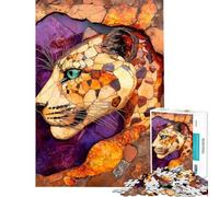 Rompecabezas de 1000 Piezas para Adultos diseño de Mosaico de Leopardo Juguete Decorativo para Pared Regalos para Mujeres Amigos y Familiares (tamaño 50x75cm)