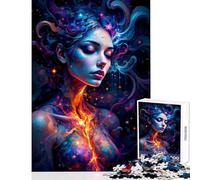 Rompecabezas de 1000 Piezas para Adultos diseño de Mujer Llama cósmica Juguetes de Bricolaje Regalos de Amigo Secreto Juego práctico para Mejorar el Amor en Pareja tamaño 38x26cm