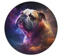 Rompecabezas de 1000 Piezas para Adultos, diseño de Nebulosa de Bulldog, Redondo, 1000 Piezas, Regalo para Hombres y Mujeres, para Uso Diario y Ocasiones Especiales, 67,5 x 67,5 cm.