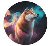 Rompecabezas de 1000 Piezas para Adultos, diseño de Nebulosa Shiba Inu, Redondo, de Papel cumpleaños, Navidad, Halloween, Acción de Gracias y Pascua (tamaño 67,5 x 67,5 cm).