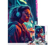 Rompecabezas de 1000 Piezas para Adultos diseño de neón lofi Cyberpunk Juegos Familiares Mejora el Amor en Pareja tamaño 50x75cm