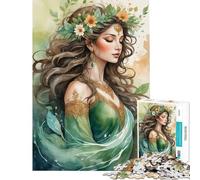 Rompecabezas de 1000 Piezas para Adultos diseño de NINFA del Bosque en Acuarela Un Reto para completar Decoración Juegos Divertidos Apto para Mayores de 14 años (38x52cm)