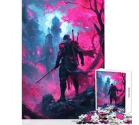Rompecabezas de 1000 Piezas para Adultos diseño de Ninja Cyberpunk en Cherry Blossom City Juego práctico Cada Pieza es única Tamaño 50x75cm