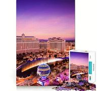 Rompecabezas de 1000 Piezas para Adultos,diseño de Noche de Las Vegas,Arte de Borde Premium,Rompecabezas,Regalo,Juego Casual,Actividad de cumpleaños (38x26cm)