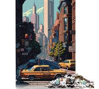 Rompecabezas de 1000 Piezas para Adultos, diseño de Nueva York, de Madera, con diseño de píxeles Cuadrados, Piezas únicas, Juegos educativos y Divertidos, 1000 Piezas (75 x 50 cm)