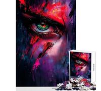 Rompecabezas de 1000 Piezas para Adultos diseño de Ojo Verde con Rayas Rojas Juego de relajación para Mejorar el Amor en Pareja tamaño 38x26cm