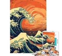 Rompecabezas de 1000 Piezas para Adultos diseño de Olas Gigantes Estilo japonés Ideal para Adolescentes Juego Familiar de Carreras de Velocidad Fomenta la interacción Entre Padres e Hijos (38x26cm)