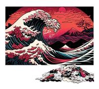 Rompecabezas de 1000 Piezas para Adultos, diseño de Olas japonesas, cartón, Juego Interactivo para la Familia, Apto para Mayores de 14 años, 26x38cm/10,23x14,96 Pulgadas.